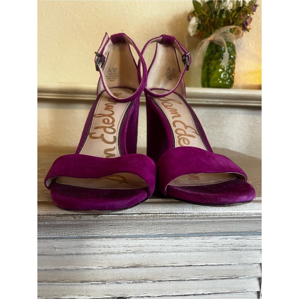 Sam Edelman Yaro Block Heels Suede Fuchsia Size 8.5 - Picture 4 of 8